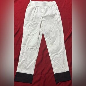 Emily Designs Women's White Trousers with Black Hem